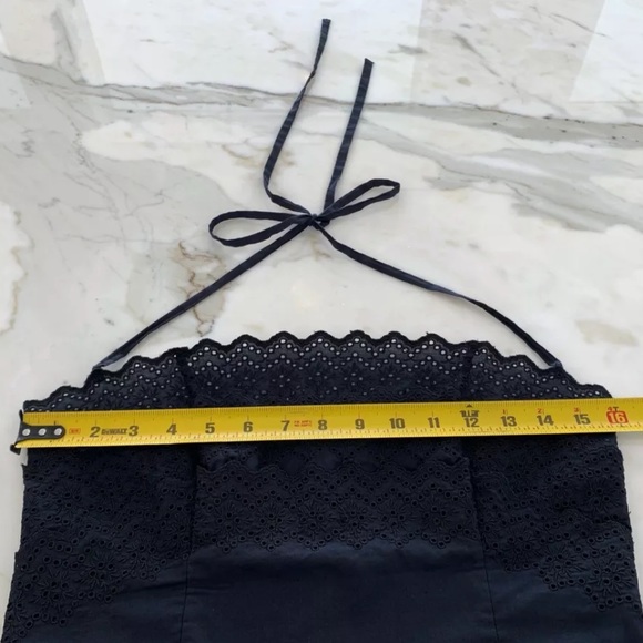 PETRO ZILLIA BLACK COTTON HALTER EYELET DRESS SZ 4 - Picture 8 of 12